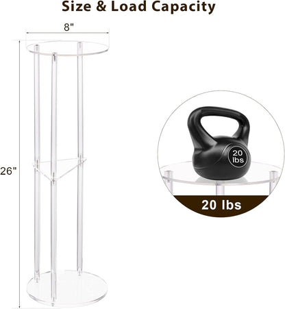 HMYHUM Clear Acrylic Drink Table for Small Spaces, Small Martini Drink Side Table for Living Room, 3 Tiers, C Shaped, 8" L x 8" W x 26" H