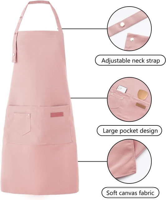 Tosewever Art Aprons for Women Painting Pottery Baking, Mens Buckle Straps Kitchen Apron with Pockets for Chef Cooking