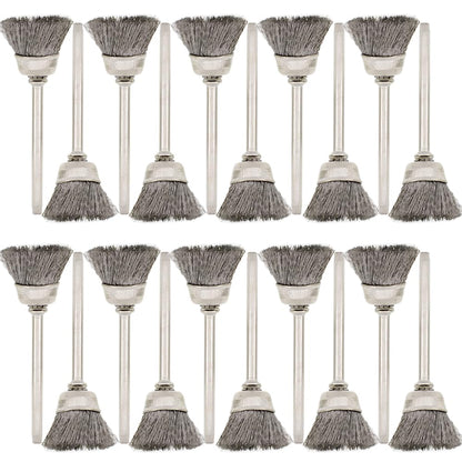 20PCS Wire Brushes - Metal Rust Removal, Polishing, Cleaning - 15mm Diameter, 3mm Shaft - Removes Burrs, Dust, and Oxide Layer - Handles Rough Surfaces - Designed for Industrial and DIY Enthusiasts