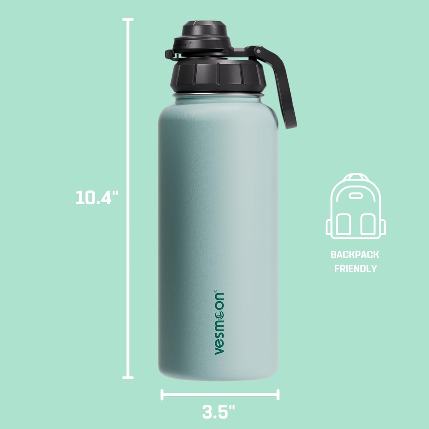 Vessence Tea Infuser Bottle - 32 Oz Insulated Loose Leaf & Fruit Infuser Bottle | Leak Proof with FlowSip Lid