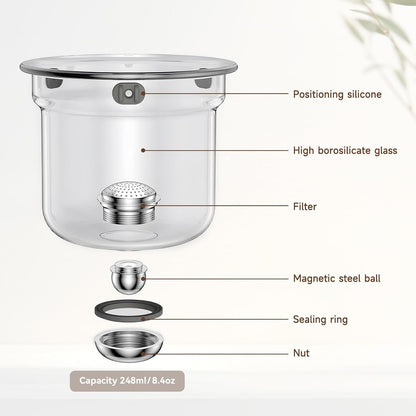 Enchanti Tea Pot, Magic Glass Teapot with Strainer,Magnetic Water Separation with Infuser -800ml/27.1oz