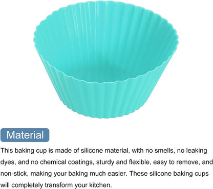 uxcell 36Pcs Silicone Cupcake Liners, Non-Stick Baking Cups, for Cooking Eggs, Baking Muffins and Make a Cake(Mint Green)
