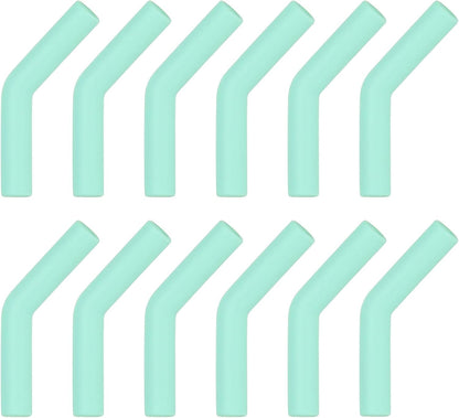 uxcell 12Pcs Silicone Straw Tips, Silicone Straw Elbows Tip, Soft Reusable Metal Straw Covers Fit for 10mm/0.39" OD Stainless Steel Straws, Mint Green