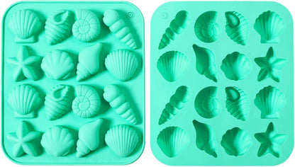 2-Pack Horse Green Seashell Silicone Molds for Chocolate Candy Baking Decorations