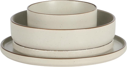 Gibson Elite Gelston Stoneware Matte Reactive Glaze 16 Piece (Service for 4) Plates and Bowl Dinnerware Set - Cream