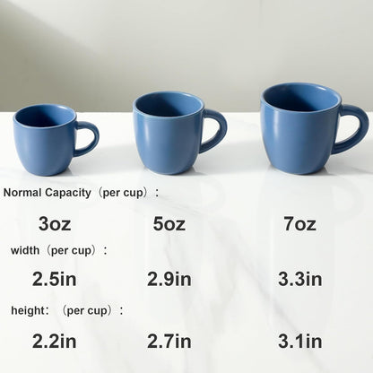 Hasense Espresso Cups Set of 4 Perfect for Demitasse, Cappuccino, Tea Bag and Juice, 5 Ounce Ceramic Stackable Mini Coffee Mugs Suit for Espresso Machine and Coffee Maker, Blue