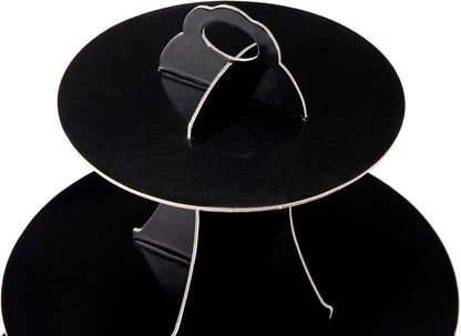 3-Tier Cupcake Stand, Cake Stand holder, Tiered DIY Cupcake Stand Tower for Dessert Table Displays, Birthday Theme Party Favors Decoration, Floral Tea Party, 12" W x 12.8" H, Black
