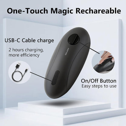 Automatic Electric Can Opener for Seniors for Kitchen:Anyone can Hands Free,One Touch Opener,Durable Blades,Rechargeable, Smooth Edge, Lightweight Small Size, Black