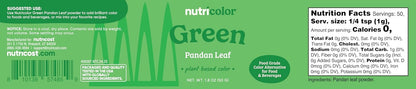 Nutricost Green Plant Based Food Coloring From Pandan Leaf Powder (50 Servings) - Nutricolor Color Alternative For Food & Beverages