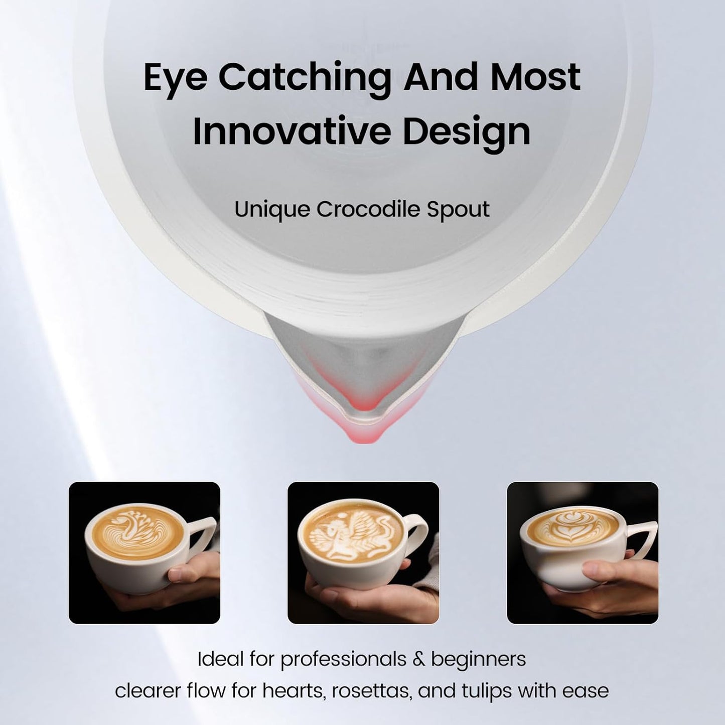 MHW-3BOMBER Espresso Steaming Pitcher Milk Frothing Pitcher Stainless Steel Milk Coffee Cappuccino Latte Art Barista Cup (Origin White, 20 Ounces) P5544