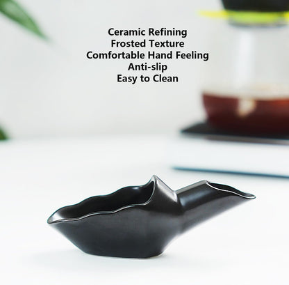 Coffee Bean Measuring Scoop with Funnel Coffee Bean Dosing Cup Ceramic Ground Coffee Spoon For Coffee Tea Sugar Flour (Black)