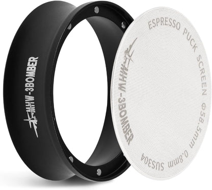 MHW-3BOMBER 58mm Espresso Dosing Funnel & Puck Screen Set, Magnetic Dosing Rring & Reusable Filter kit Compatible with 58mm Bottomless Portafilter, Coffee Dosing Ring with Eppresso Puck DR7013-OS