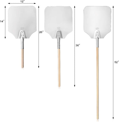 New Star Foodservice 50172 Aluminum Pizza Peel, Wooden Handle, 12 x 14 inch Blade, 52 inch overall