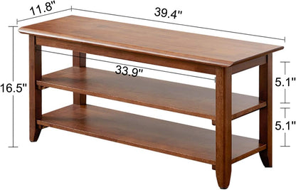 XKZG Storage Bench Wooden Shoe Rack Bench Rustic Solid Wood Entryway Bench (Brown,39.4")
