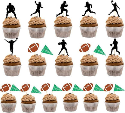 24pcs American football cupcake toppers sports party decorations for football theme party, Football Food Picks for boys' birthday party