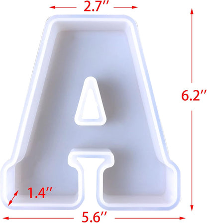 ESEDAGE 6 inch 26 Pack English Alphabet Silicone Letter Mold - Capital & Large Letter Resin Casting Mold