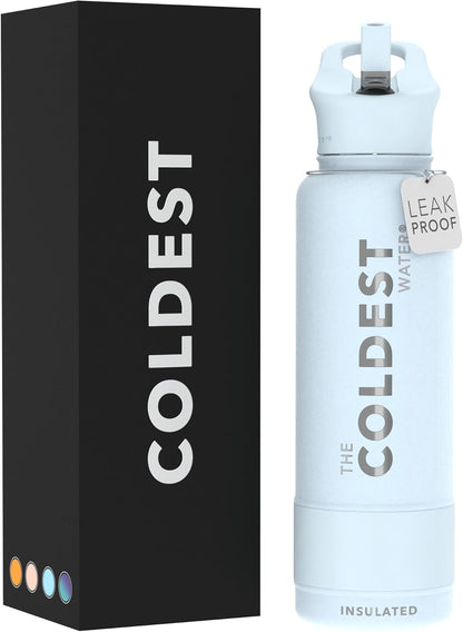 Coldest Insulated Water Bottle with Straw Lid - Stainless Steel Metal Insulated Bottle for Men & Women (Morning Mist, 40 oz)