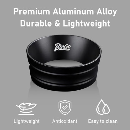 Bincoo Espresso Dosing Funnel 58mm,More Tall Magnetic Aluminum Alloy Portafilter Funnel Ring for Zero Mess Portafilter, Anti-Splash Wide Mouth Coffee Grounds Dosing Tool for Espresso Machine(Black)