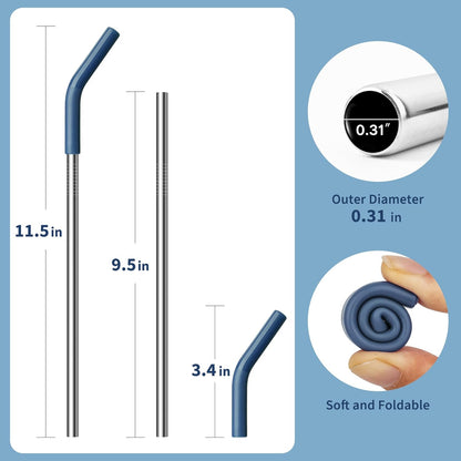30 oz Straw for YETI Tumbler, Metal Straight Straws Reusable with Silicone Tip for Simple Modern 24 oz Tumbler and 32oz Glass Tumbler, Cleaning Brush, 1 Portable Bag