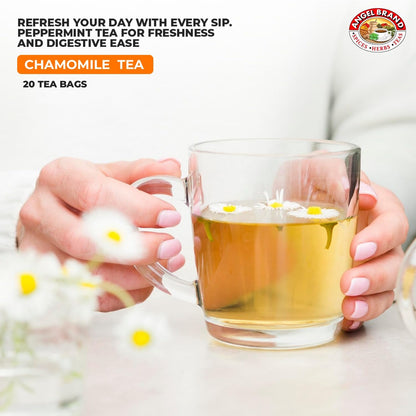Angel Brand Chamomile Tea Bags 20 – Pack of 3 – Chamomile Flower Tea for Relaxation &