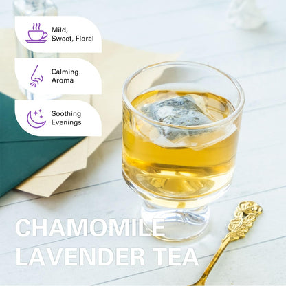 WT WEETEE Chamomile Lavender Tea Bags 100 Count, Nighty & Relax, 100% Pure Chamomile, Lavender Flowers & Lemon Balm Blend, Natural Caffeine-free Herbal Tea Ideal for Bedtime