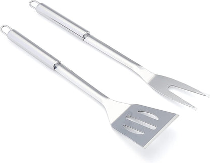 Amazon Basics 4-Piece Stainless Steel Barbeque Grilling Tool Set with Carry Bag