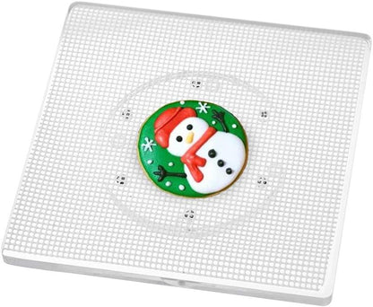 CY craft Cookie Decorating Turntable with Anti-Slip Silicone Mat,Cup Cake Sugar Icing Cookie Decorating Supplies Tools,Clear Acrylic Small Lazy Susan Turn Table,6.3 x 6.3 Inch,Square,Pack of 1