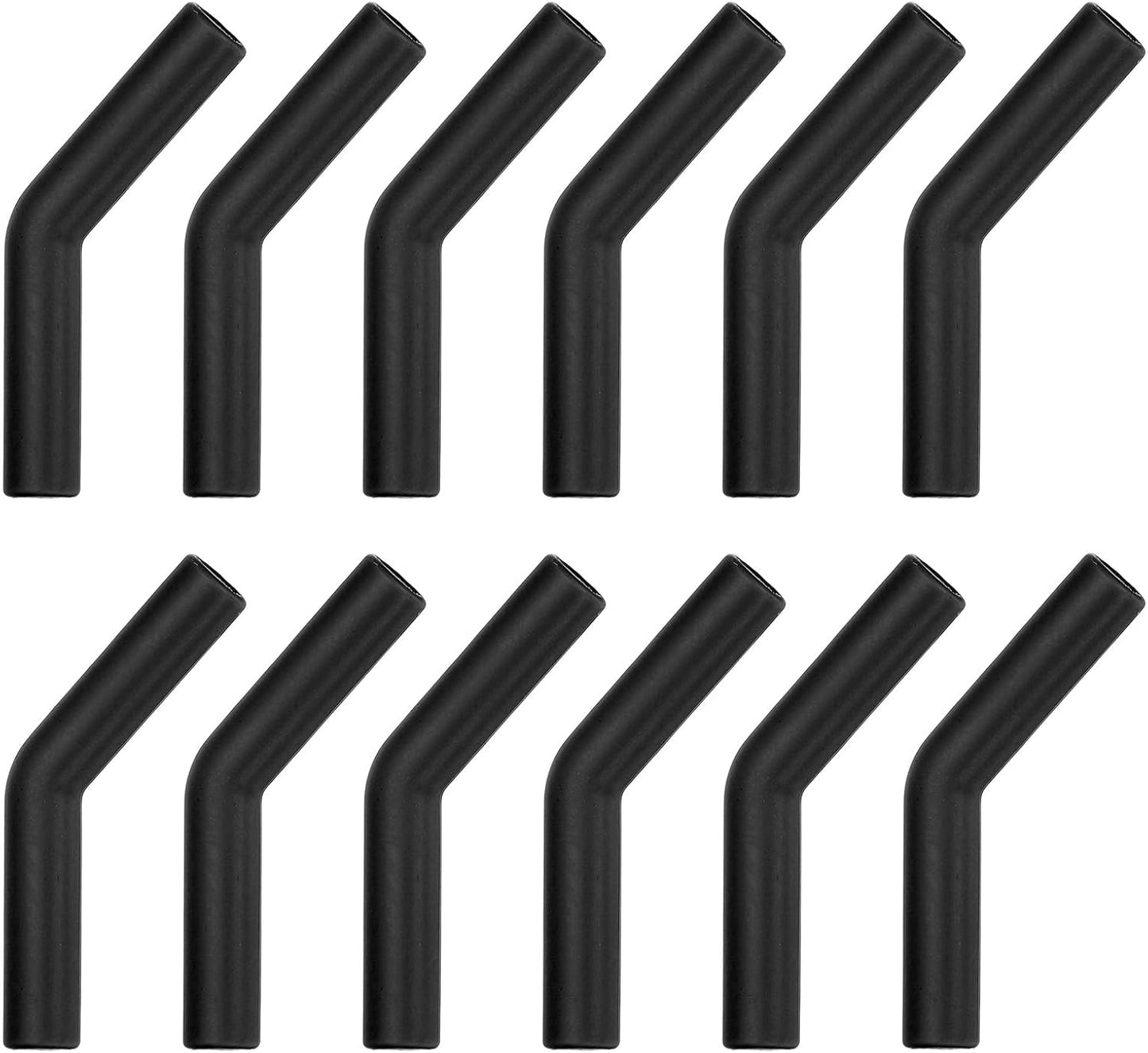 uxcell 12Pcs Silicone Straw Tips, Silicone Straw Elbows Tip, Soft Reusable Metal Straw Covers Fit for 10mm/0.39" OD Stainless Steel Straws, Black