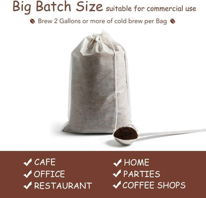 Disposable Cold Brew Coffee Filters - 50 Count Single Use Filter Sock Packs Fine Mesh Brewing Bags for Concentrate, Iced Coffee Maker, French/Cold Press Kit, Tea in Mason Jar, 8 x 12 Inches