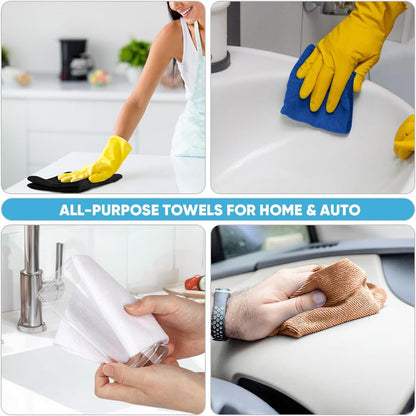 AIDEA Microfiber Cleaning Cloth 330 Sheets 6 Roll, Black Microfiber Towels for Cars, Shop Rags Washable, Cleaning Rags Reusable Paper Towels for Automotive, Mechanic, Workshops, House, 11×9"