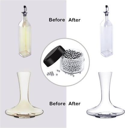 1000 PCS Decanter Cleaning Beads, 304 Stainless Steel Cleaning Balls for Glassware, Reusable Cleaning Beads for Wine Decanters Water Bottle Carafe and Vase