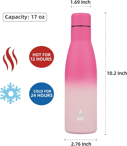 BJPKPK Insulated Water Bottle 17oz Stainless Steel Water Bottles Disawasher Safe Reusable Metal Thermos Keep Cold and Hot,Cherry