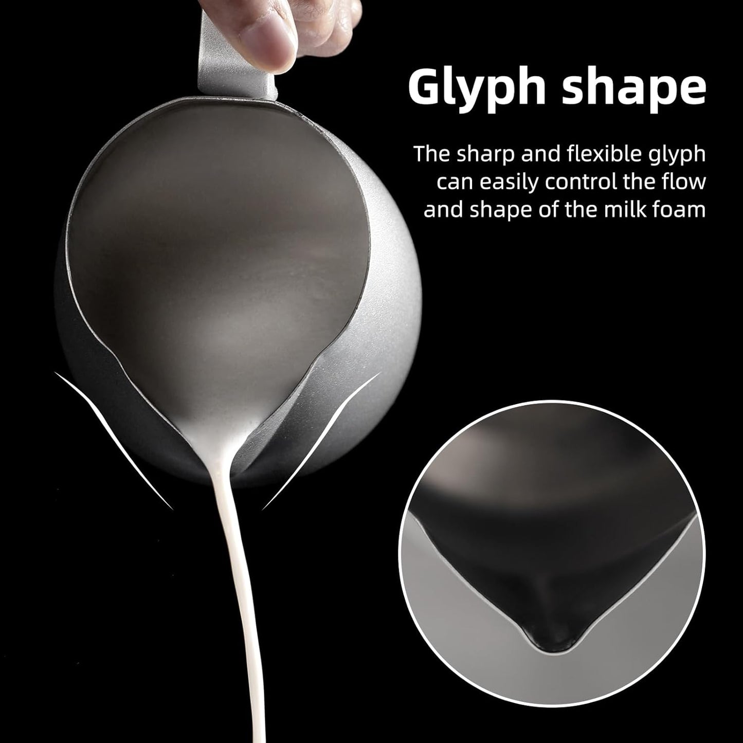 Bincoo Espresso Milk Frothing Pitcher Stainless Steel 20oz/600ML Coffee Milk Frother Cup-Milk Frothing Pitcher with Measurement Lines,Ergonomic Handle for Latte Art & Cappuccino(White)