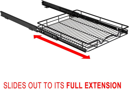 HOLDN’ STORAGE Pull Out Cabinet Organizer, Heavy Duty Caddy w/Lifetime Limited Warranty -17”W x 21”D - Requires At Least 18-1/4” Cabinet Opening, Steel Metal Cabinet Drawers Slide Out, Black