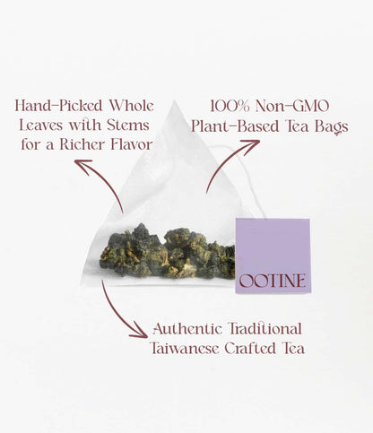 OOTINE, Golden Lily Taiwan Oolong Tea (12 Pyramid Sachets) | Floral and Milky Notes, Lightly Oxidized for A Taste Closer to Green/White Tea | Hand-Picked Quality Whole Leaves in Plant-Based Sachets | Perfect for After-Meal Digestion | Multiple Infusions