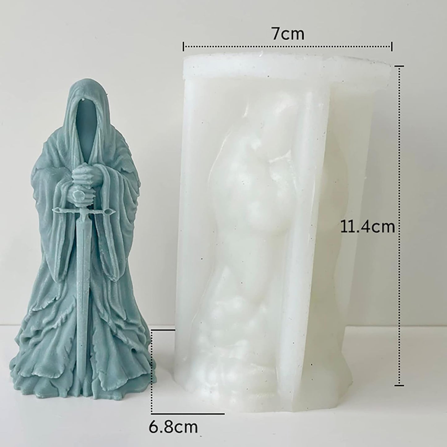 Sword Man Cylinder Candle Mold - Resin Casting Silicone Molds for Home Decor & Candle Making Wave Spiral Mold