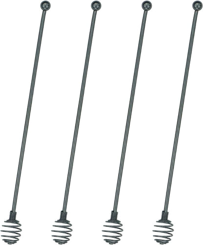 Coffee Stir Sticks,BURLIHOME Specialty Spoons Stainless Steel Spherical Mixing Spoon Solid/Hollow Swizzle Sticks For Drink/Cocktail/coffee,Home Bar Party Supply,Black-4 Pieces.