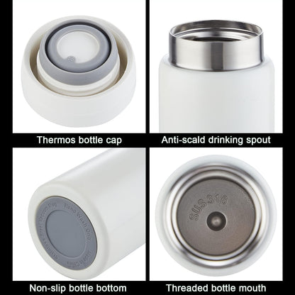 Mini Thermos Cute Water Bottle - 7 oz Tiny Insulated Vacuum 18/10 Stainless Steel Small Flask - Leak Proof & Spill Proof & Keeps Cold and Hot for Drink, Coffee, Tea-6PC