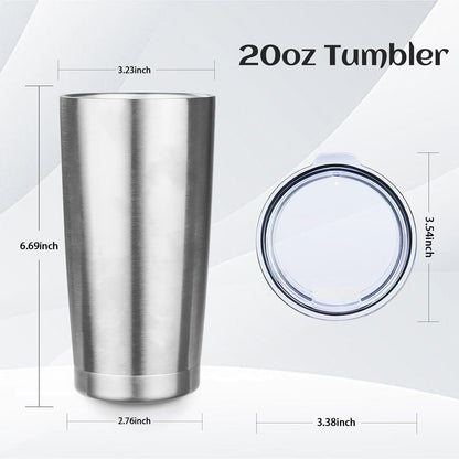 StarSpeed 20oz Tumbler Bulk with Lid, Stainless Steel Insulated Tumblers Double Wall Vacuum Insulated Travel Mug, Powder Coated Coffee Cups for Hot and Cold Drinks(Silver,8)