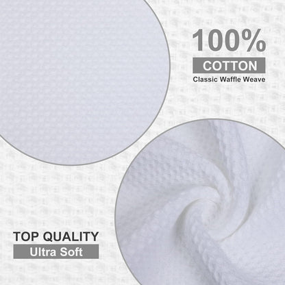 Kitinjoy 100% Cotton Waffle Weave Kitchen Towels, 4-Pack Super Soft and Absorbent Dish Towel for Drying Dishes, Kitchen Hand Towels, 20 in x 28 in, White