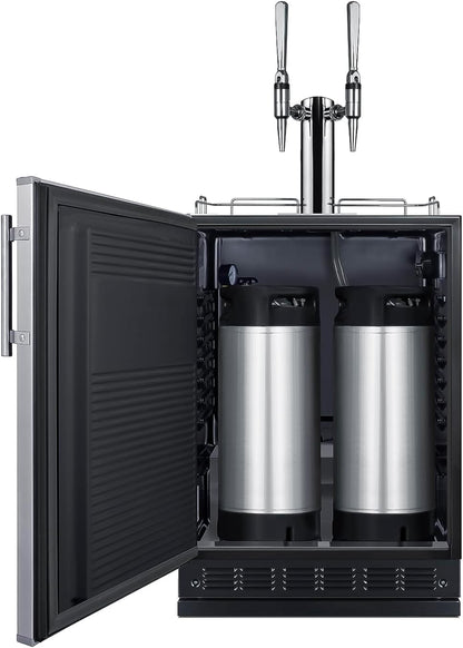 Summit Appliance 24" Wide Nitro Coffee Kegerator/Refrigerator Combo, Black Interior, Caster Wheels, Residential/Commercial Use (LHD, Nitro Coffee)
