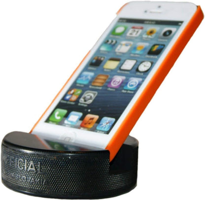 The Original Indestructible Hockey Puck Phone Stand - The Best Universal Smartphone Stand Compatible for All iPhone/Samsung/Google/LG Smartphones. Made from a Real Hockey Puck (2 Pack)