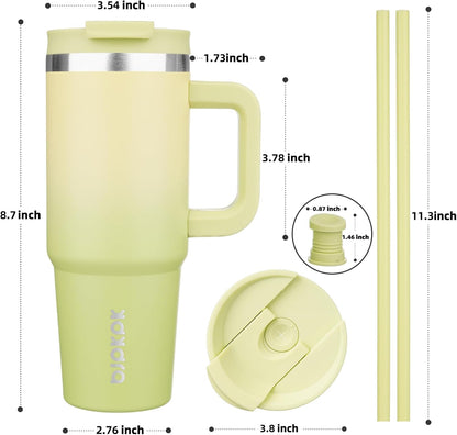 BJPKPK 30 oz Tumbler With Handle Insulated Tumblers With Lid And Straw Stainless Steel Thermal Cup,Lime