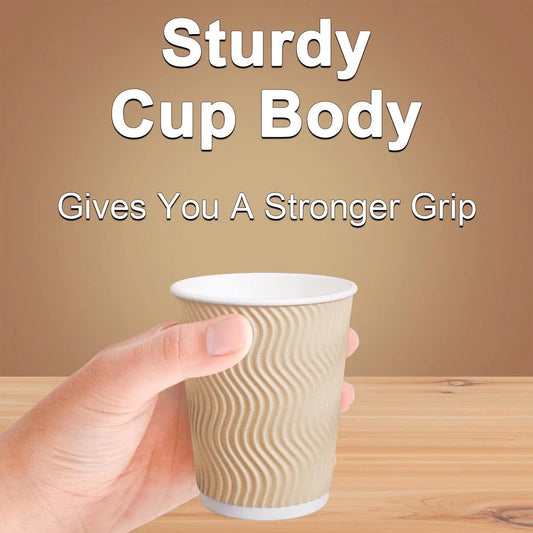 Hot 8 oz Disposable Insulated Corrugated Sleeve Ripple Wall Paper Coffee Cups for Drink, 100,8oz, Brown,Hot Coffee Cups