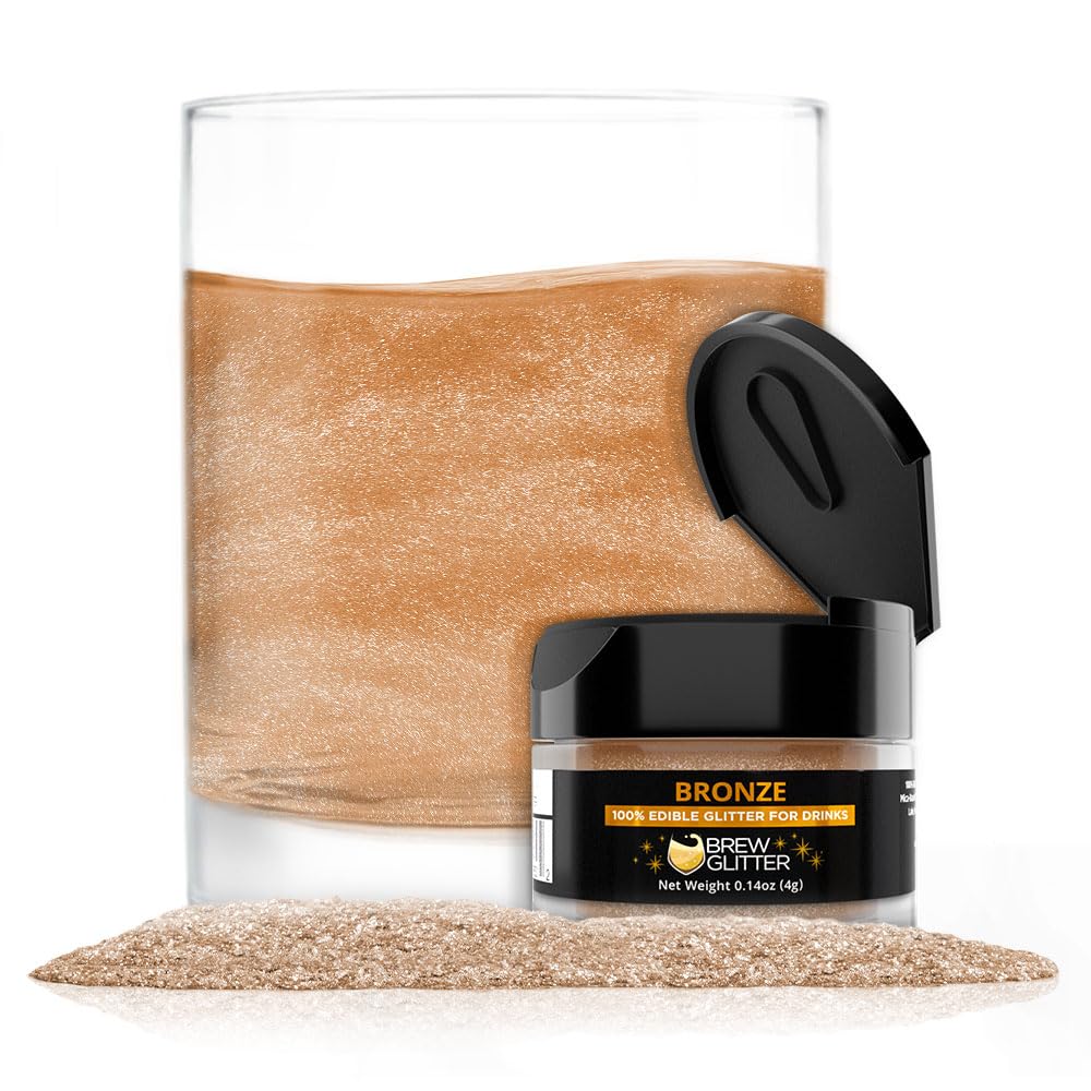 Brew Glitter Bronze Edible Drink Glitter 1x 4g Jar for Cocktails, Beer, & Beverages