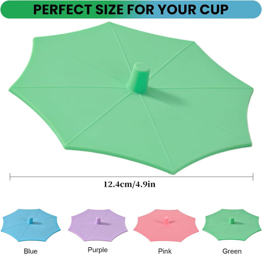 Silicone Cup Covers (Set of 4) ， Multicolored Silicone Lids for Mugs, Cups, Tea Pots,Flexible Mug Covers，Hot Cup Lids for Coffee & Tea