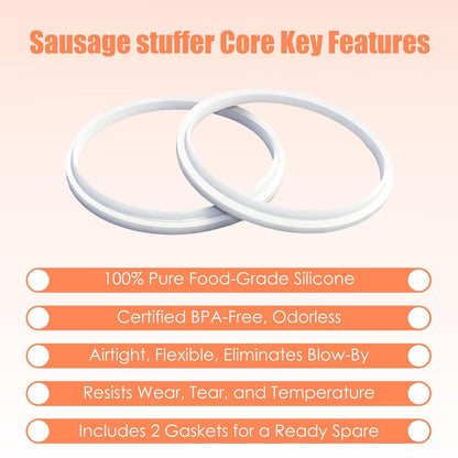 2-Pack Sausage Stuffer Gasket Replacement, 4.83-inch Food-Grade Silicone O-Ring Seal for 3L 5L 7L Vertical & Horizontal Sausage Makers, Compatible with Hakka Brothers, V-evor, Weston