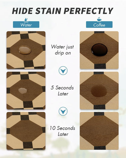 AMOAMI Coffee Mat Hide Stain Rubber Backed Absorbent Dish Drying Mat for Kitchen Counter - Fits Under Coffee Maker or Machine - PEANUT 17x31.5