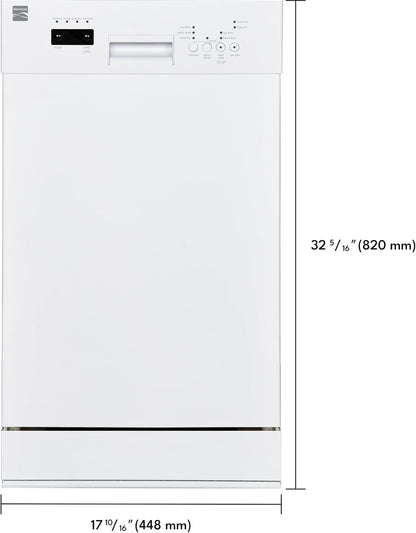 Kenmore 18" Built-in Stainless Steel Tub Dishwasher EasyFlex 3rd, SmartWash, UltraWash Plus, TurboDry, MoreSpace Adjustable Rack, Energy Star Certified, White