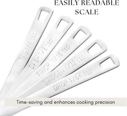 2 Pack Teaspoon Measuring Spoons, 1/4 tsp, 1/8 tsp, 1/16 tsp, 1/32 tsp, 1/64 tsp Mini Measuring Spoons Set, Stainless Steel Cooking Baking Tiny Measuring Spoon for Powders, Spices, Salt